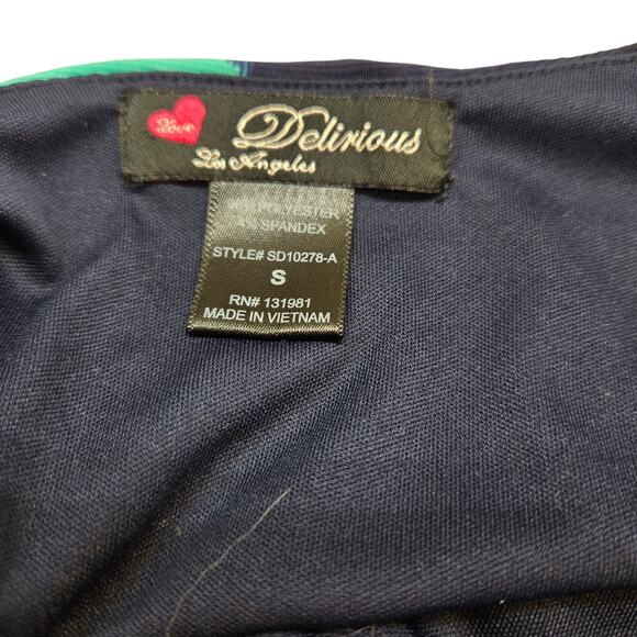 Delicious Women's Dress Small S Green Blue Long Sleeveless  Sun Misses Size 4 6 - Picture 4 of 6